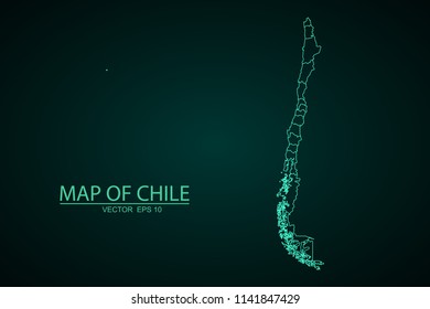 Map of Chile,Green map on dark background of map of Chile symbol for your web site design map. Vector illustration eps 10.