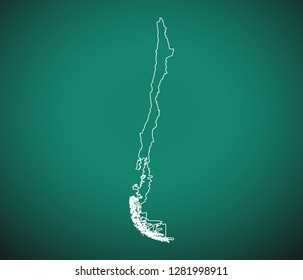 Map of Chile,Green map on dark background. Vector illustration eps 10.