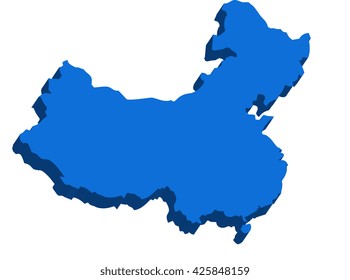 A map of China 3D on white background