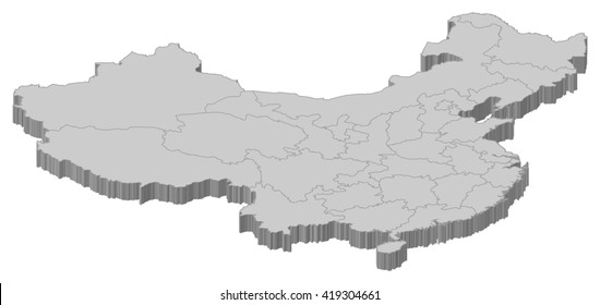 Map - China - 3D-Illustration