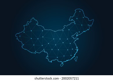 Map of china , Abstract mash line and point scales on dark background for your web site design map logo, app, ui,Travel. Vector illustration eps 10.