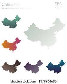 Map of China with beautiful gradients. Admirable set of country maps. Comely vector illustration.