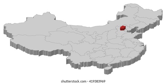 Map - China, Beijing - 3D-Illustration