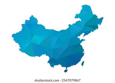 Map of China - Blue Polygonal Design For Your. Vector illustration eps 10.