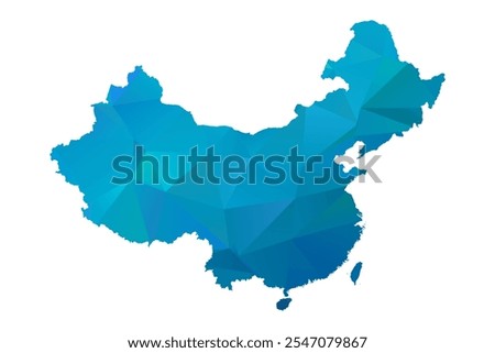 Map of China - Blue Polygonal Design For Your. Vector illustration eps 10.