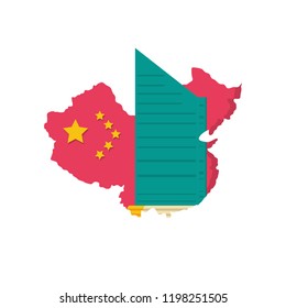 map china with building isolated icon