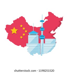 map china with building isolated icon