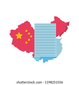 map china with building isolated icon