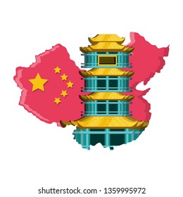 map china with building isolated icon