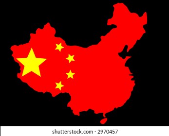 map of China and chinese flag illustration