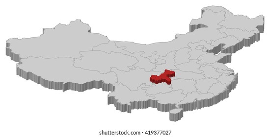 Map - China, Chongqing - 3D-Illustration
