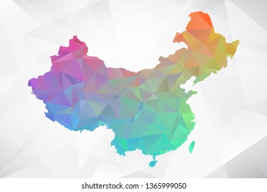 Map of China. Colorful Geometric Rumpled Triangular , Polygonal Design For Your . Vector illustration eps 10.