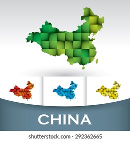 Map of China with colorful tiles