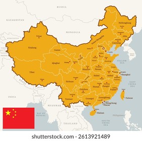 Map of China, with country border, name, and capital