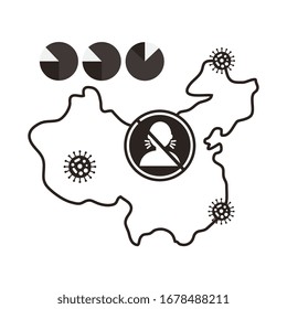 taquilla de mapa de con 19 iconos e información codificada, estilo de línea icono ilustración vectorial diseño