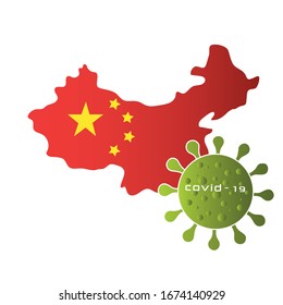 Mapa de China con mortal virus de la corona.Virus corona. Representación 3D.Covid-19. 