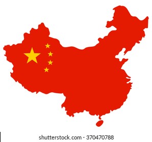 Map of china filled with the flag of the state, vector illustration.