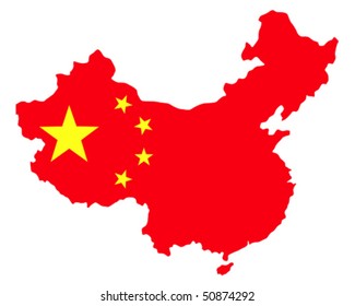 map of china filled with the flag of the state