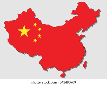 Map of China, Filled with the National Flag