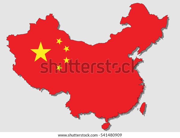 Map China Filled National Flag Stock Vector (Royalty Free) 541480909