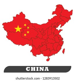 Map of china in China flag background - Vector