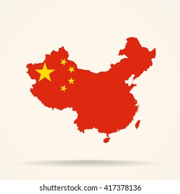 Map of China in China flag colors