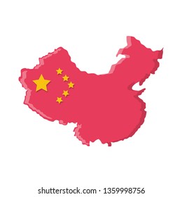 map china with flag isolated icon