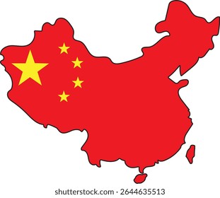 Karte von China mit Flagge auf weißem Hintergrund
