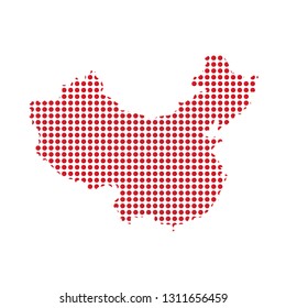 Map of China with flag. Pointillism style. Vector illustration design