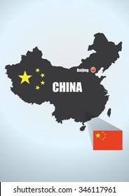 map of china and flag of the state