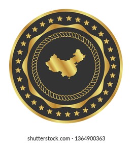 Map of China gold emblem