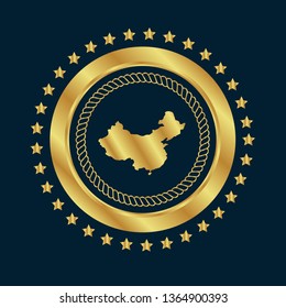 Map of China gold emblem