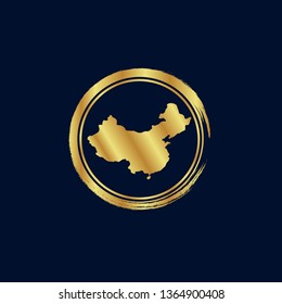 Map of China gold emblem