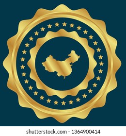 Map of China gold emblem