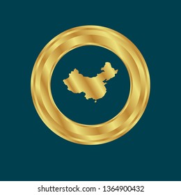 Map of China gold emblem