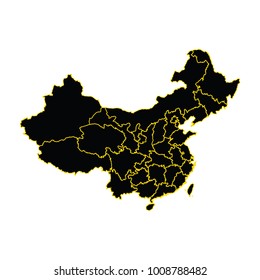 Map of China in gray on a white background, High quality map of China.