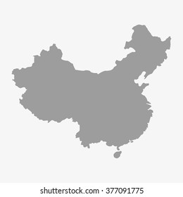 Map  of China in gray on a white background