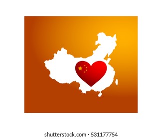 Map of china in the heart