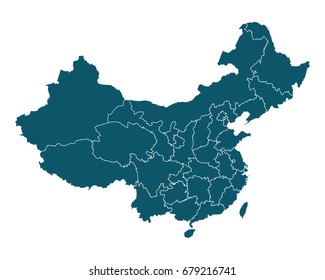 Map of China - High detailed on white background. Abstract design vector illustration eps 10.