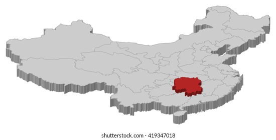 Map - China, Hunan - 3D-Illustration