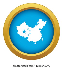Map of China icon blue vector isolated on white background for any design
