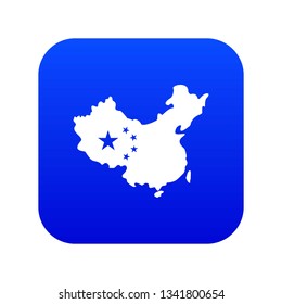 Map of China icon digital blue for any design isolated on white vector illustration