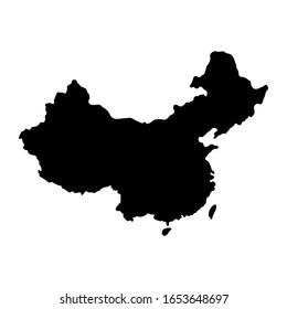 Map of China isolated on white background. Black vector illustration. Outline china