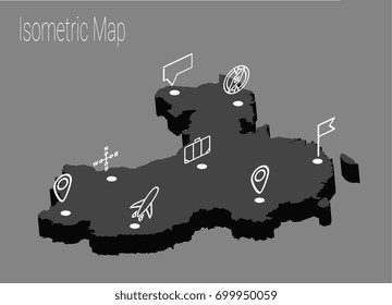 Map China isometric concept. 3d flat illustration of Map China.
