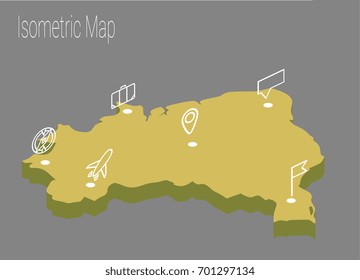 Map China isometric concept. 3d flat illustration of Map China.