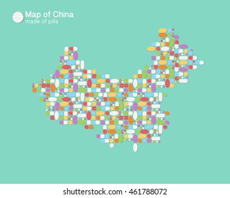 Map of China made of pills