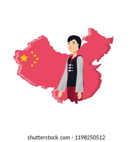 map china with man isolated icon