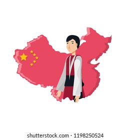 map china with man isolated icon