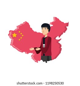 map china with man isolated icon