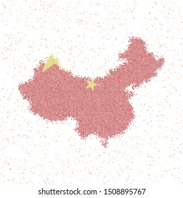 Map of China. Mosaic style map with flag of China. Vector illustration.